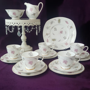 1950s Tuscan Windswept Vintage Tea Trios, Fine Vintage China, Made in England