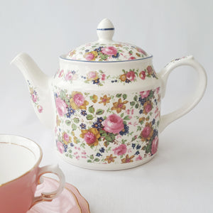 1980s Sadler Teapot in 'Olde Chintz' pattern, Full size, Made in England