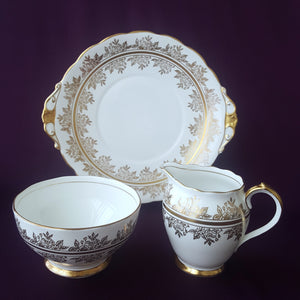 1950s Roslyn Cake Plate and Creamer Set, Made in England