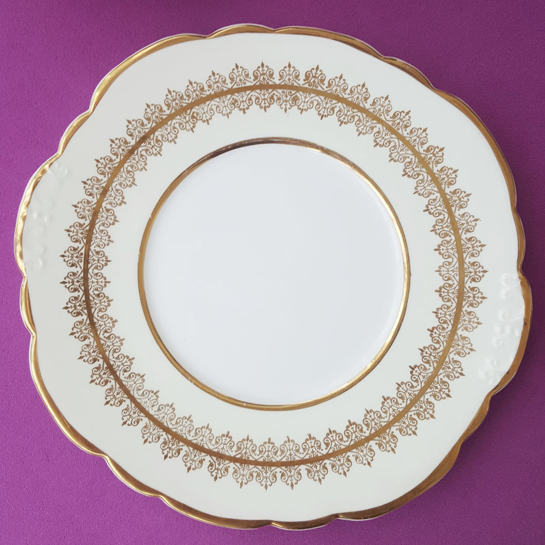 Cream and Gold Clare Cake Plate