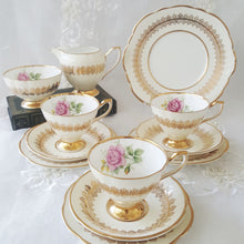 Load image into Gallery viewer, (Reserved) Stunning Cream and Gold Clare Teacup Trios