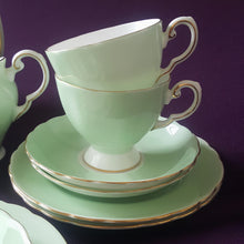 Load image into Gallery viewer, Royal Tuscan Mint Green Teacup Trio