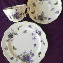 Load image into Gallery viewer, 1920s Hammersley Victorian Violets Teacup Trios