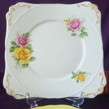 Load image into Gallery viewer, 1940s Cake Plate with Pink and Yellow Roses