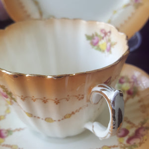 1910s Antique Teacup with Ribbons and Roses