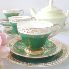 Load image into Gallery viewer, 1950s Rich Green Chintzy Trios