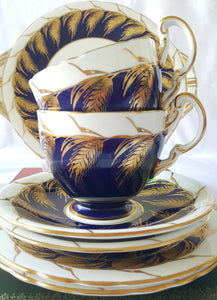 1930s Cobalt Blue and Gold Cake Plate