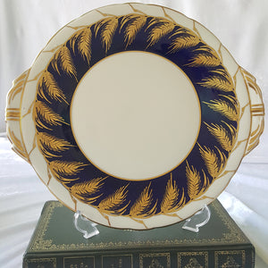 1930s Cobalt Blue and Gold Cake Plate